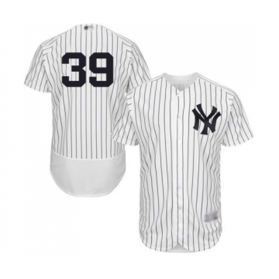 Men's New York Yankees 39 Drew Hutchison White Home Flex Base Authentic Collection Baseball Jersey