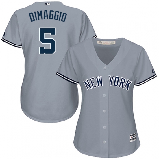 Women's Majestic New York Yankees 5 Joe DiMaggio Replica Grey Road MLB Jersey