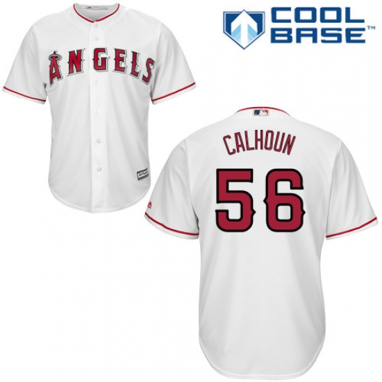 Men's Majestic Los Angeles Angels of Anaheim 56 Kole Calhoun Replica White Home Cool Base MLB Jersey