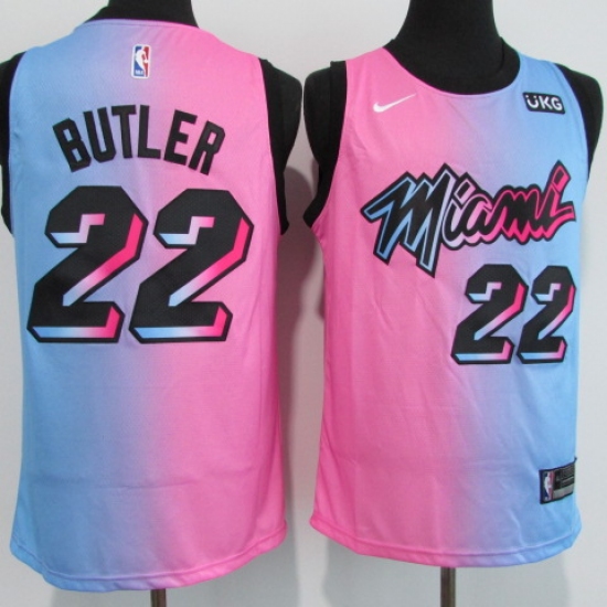Men's Miami Heat 22 Jimmy Butler Pink-Blue Swingman Basketball Jersey