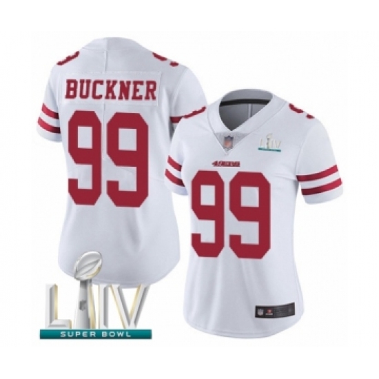 Women's San Francisco 49ers 99 DeForest Buckner White Vapor Untouchable Limited Player Super Bowl LIV Bound Football Jersey