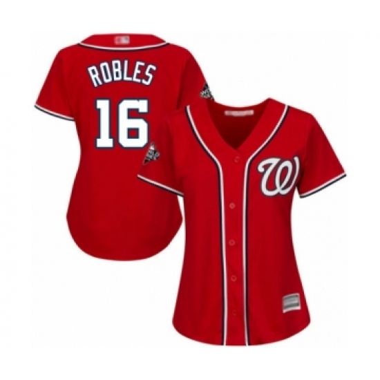 Women's Washington Nationals 16 Victor Robles Authentic Red Alternate 1 Cool Base 2019 World Series Bound Baseball Jersey