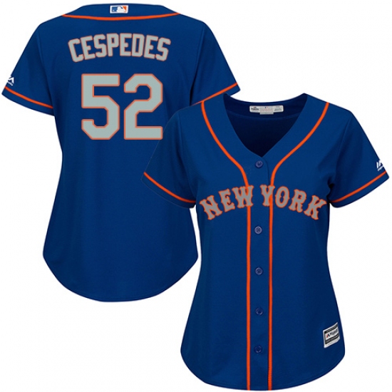 Women's Majestic New York Mets 52 Yoenis Cespedes Authentic Royal Blue Alternate Road Cool Base MLB Jersey