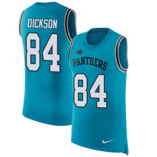 Men's Nike Carolina Panthers 84 Ed Dickson Limited Blue Rush Player Name & Number Tank Top NFL Jersey