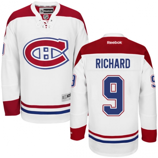 Men's Reebok Montreal Canadiens 9 Maurice Richard Authentic White Away NHL Jersey