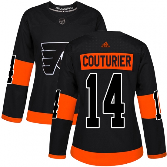 Women's Adidas Philadelphia Flyers 14 Sean Couturier Premier Black Alternate NHL Jersey