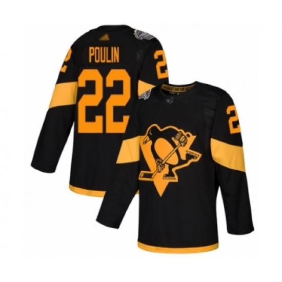 Women's Pittsburgh Penguins 22 Samuel Poulin Authentic Black 2019 Stadium Series Hockey Jersey