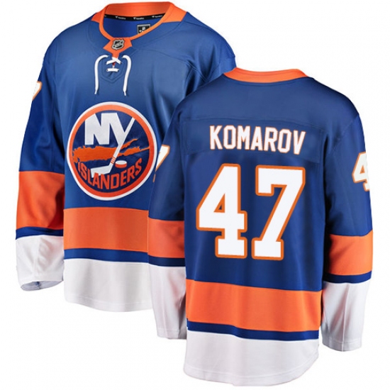 Youth New York Islanders 47 Leo Komarov Fanatics Branded Royal Blue Home Breakaway NHL Jersey
