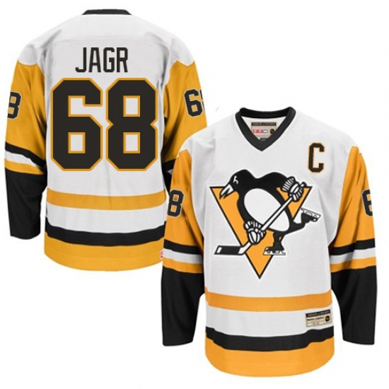 Men's CCM Pittsburgh Penguins 68 Jaromir Jagr Premier White Throwback NHL Jersey