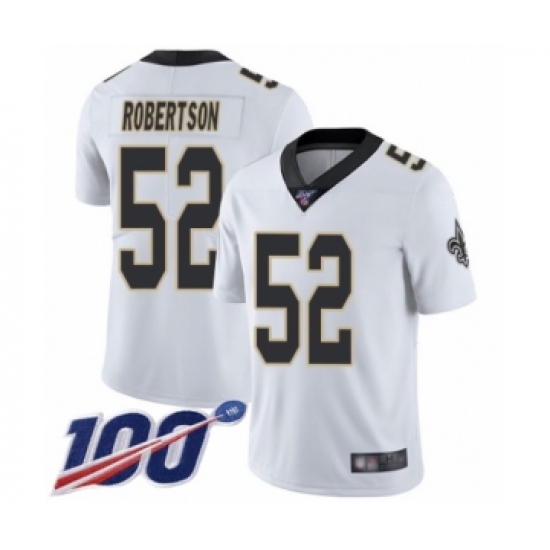 Men's New Orleans Saints 52 Craig Robertson White Vapor Untouchable Limited Player 100th Season Football Jersey