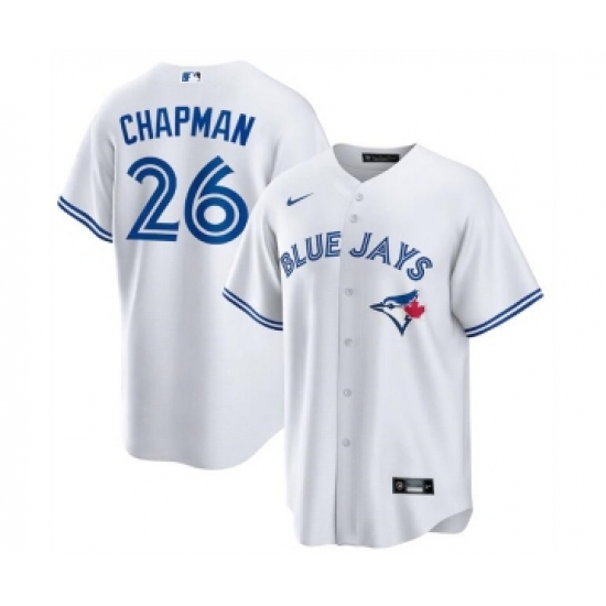Men's Toronto Blue Jays 26 Matt Chapman White Cool Base Stitched Jersey