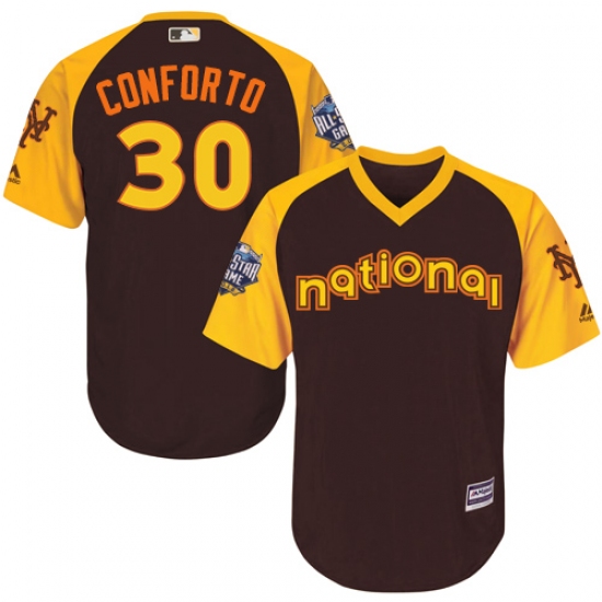 Youth Majestic New York Mets 30 Michael Conforto Authentic Brown 2016 All-Star National League BP Cool Base MLB Jersey