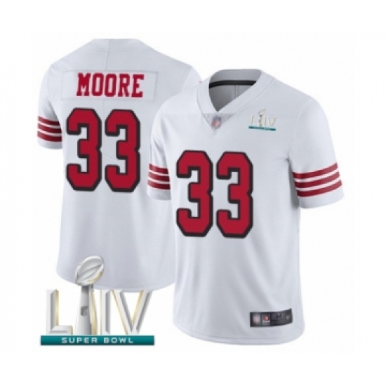 Men's San Francisco 49ers 33 Tarvarius Moore Limited White Rush Vapor Untouchable Super Bowl LIV Bound Football Jersey