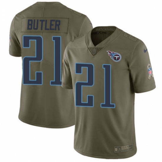 Youth Nike Tennessee Titans 21 Malcolm Butler Limited Olive 2017 Salute to Service NFL Jersey
