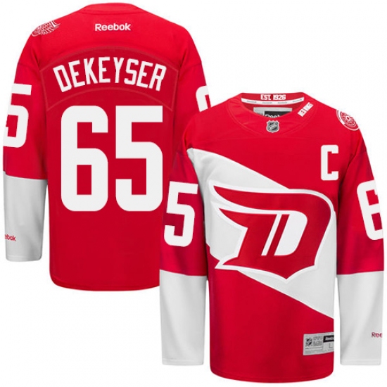 Men's Reebok Detroit Red Wings 65 Danny DeKeyser Premier Red 2016 Stadium Series NHL Jersey