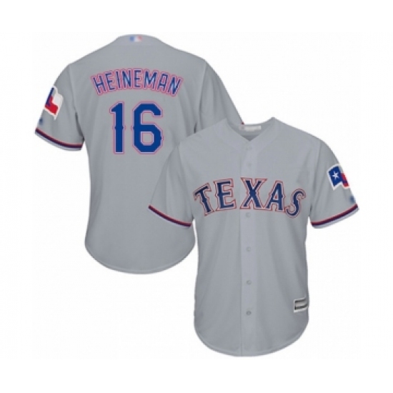 Youth Texas Rangers 16 Scott Heineman Authentic Grey Road Cool Base Baseball Player Jersey