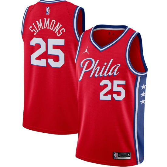 Men's Philadelphia 76ers 25 Ben Simmons Jordan Brand Red 2020-21 Swingman Jersey