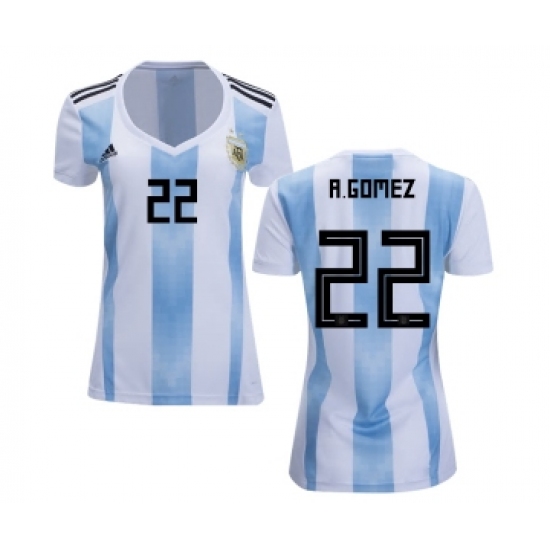 Women's Argentina 22 A.Gomez Home Soccer Country Jersey