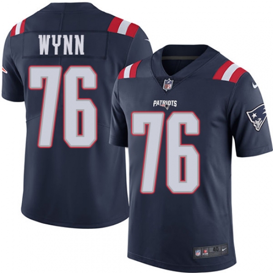Men's Nike New England Patriots 76 Isaiah Wynn Limited Navy Blue Rush Vapor Untouchable NFL Jersey
