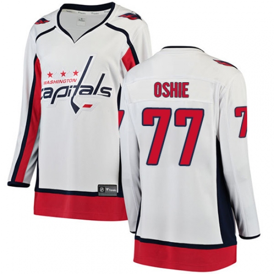 Women's Washington Capitals 77 T.J. Oshie Fanatics Branded White Away Breakaway NHL Jersey
