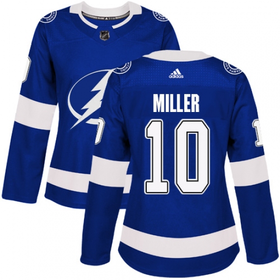 Women's Adidas Tampa Bay Lightning 10 J.T. Miller Authentic Royal Blue Home NHL Jersey