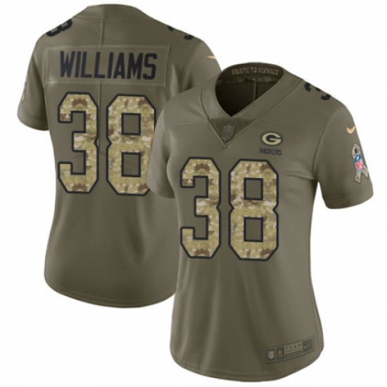 Women's Nike Green Bay Packers 38 Tramon Williams Limited Olive/Camo 2017 Salute to Service NFL Jersey