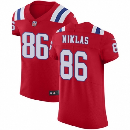 Men's Nike New England Patriots 86 Troy Niklas Red Alternate Vapor Untouchable Elite Player NFL Jersey
