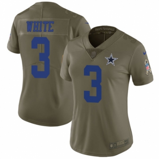 Women's Nike Dallas Cowboys 3 Mike White Limited Olive 2017 Salute to Service NFL Jersey