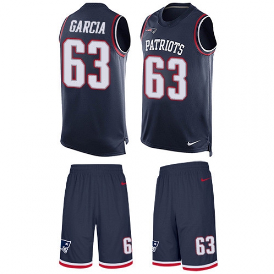 Men's Nike New England Patriots 63 Antonio Garcia Limited Navy Blue Tank Top Suit NFL Jersey