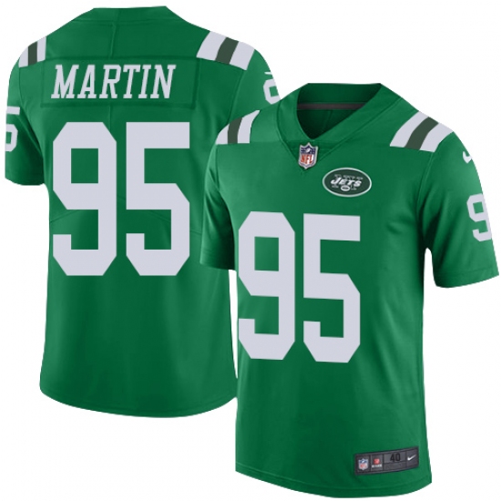 Men's Nike New York Jets 95 Josh Martin Elite Green Rush Vapor Untouchable NFL Jersey