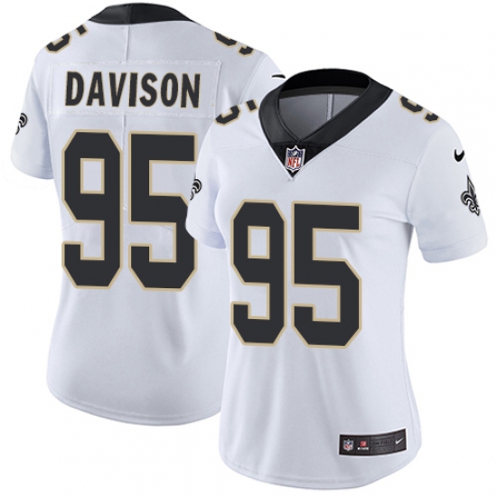 Women's Nike New Orleans Saints 95 Tyeler Davison Elite White NFL Jersey