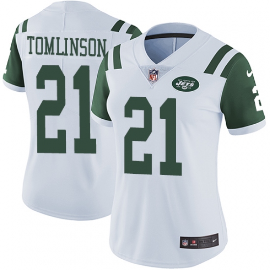Women's Nike New York Jets 21 LaDainian Tomlinson White Vapor Untouchable Limited Player NFL Jersey