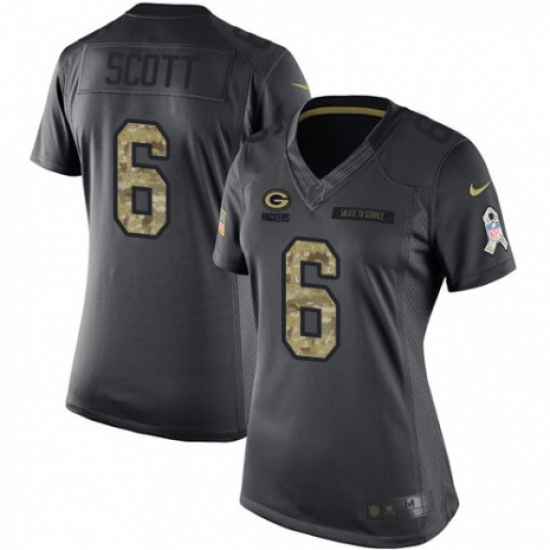 Women's Nike Green Bay Packers 6 JK Scott Limited Black 2016 Salute to Service NFL Jersey