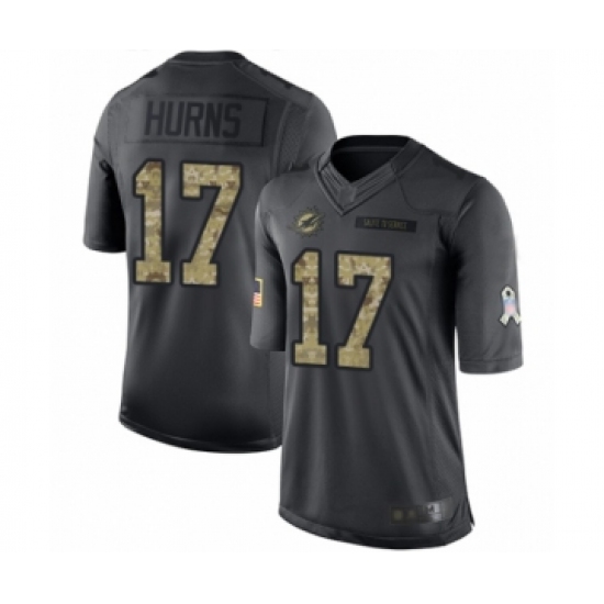 Men's Miami Dolphins 17 Allen Hurns Limited Black 2016 Salute to Service Football Jersey