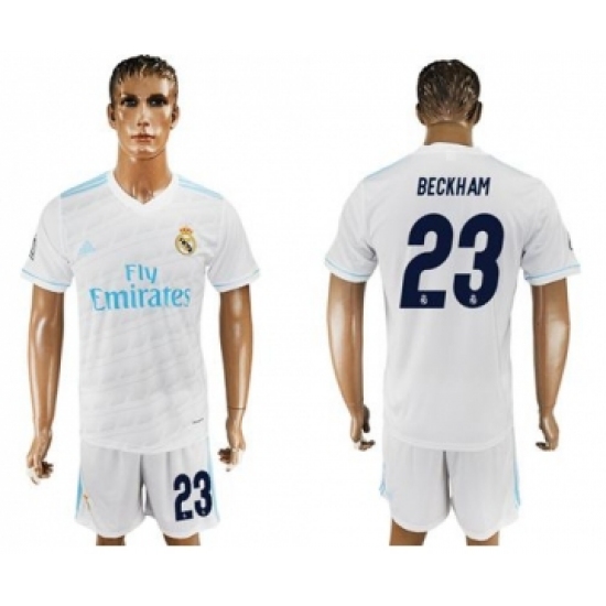 Real Madrid 23 Beckham White Home Soccer Club Jersey