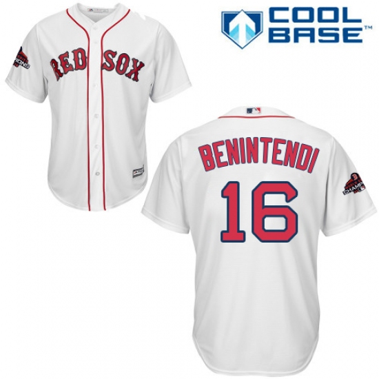 Youth Majestic Boston Red Sox 16 Andrew Benintendi Authentic White Home Cool Base 2018 World Series Champions MLB Jersey