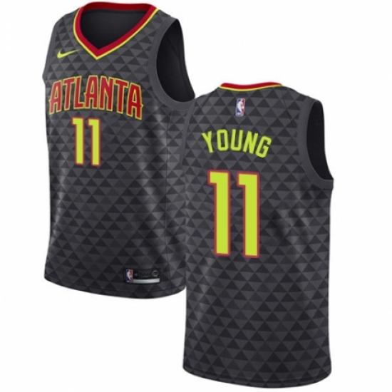 Men's Nike Atlanta Hawks 11 Trae Young Swingman Black NBA Jersey - Icon Edition