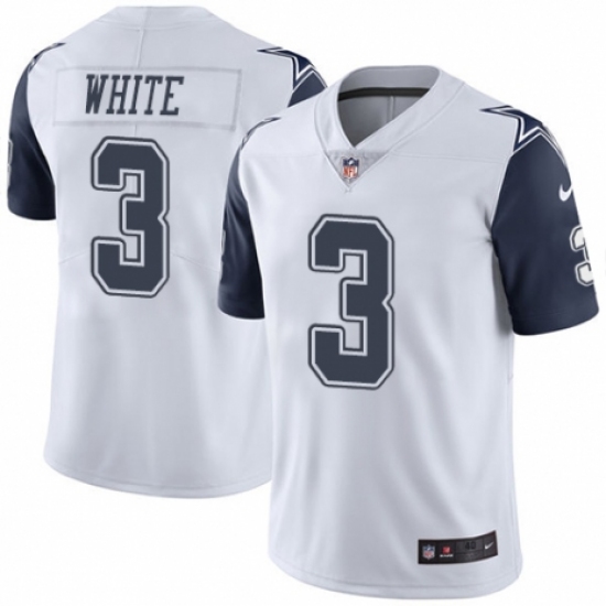 Men's Nike Dallas Cowboys 3 Mike White Limited White Rush Vapor Untouchable NFL Jersey