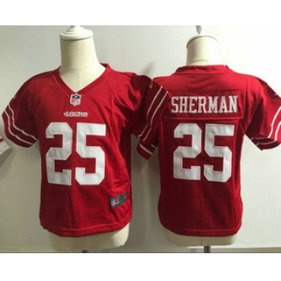 Toddler San Francisco 49ers 25 Richard Sherman Scarlet Red Team Color Stitched NFL Nike Game Jersey