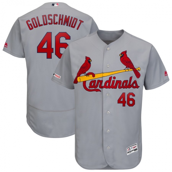 Men's St. Louis Cardinals 46 Paul Goldschmidt Majestic Gray Road Authentic Collection Flex Base Player Jersey