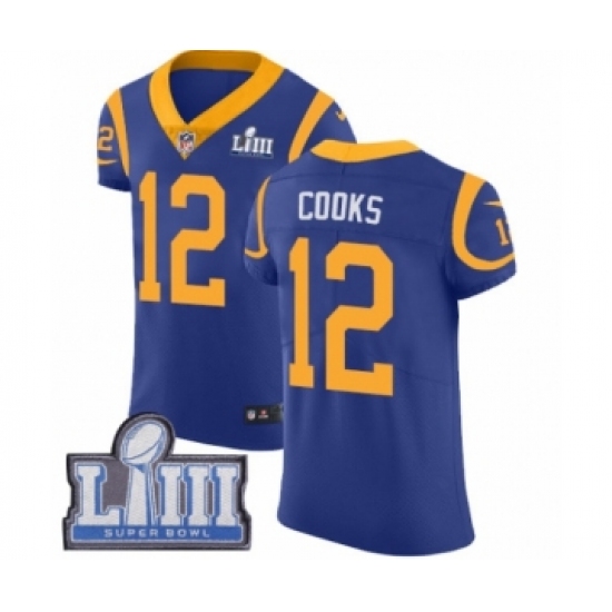 Men's Nike Los Angeles Rams 12 Brandin Cooks Royal Blue Alternate Vapor Untouchable Elite Player Super Bowl LIII Bound NFL Jersey