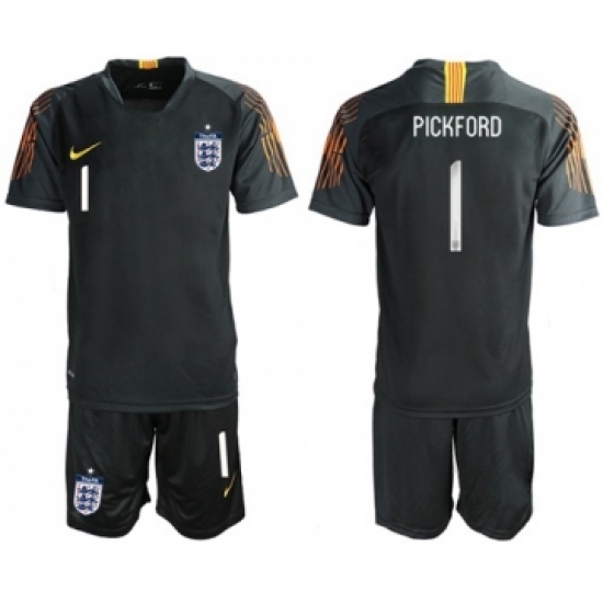 England 1 Pickford Black Goalkeeper Soccer Country Jersey