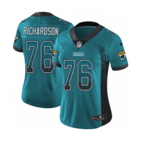 Women's Nike Jacksonville Jaguars 76 Will Richardson Limited Teal Green Rush Drift Fashion NFL Jersey