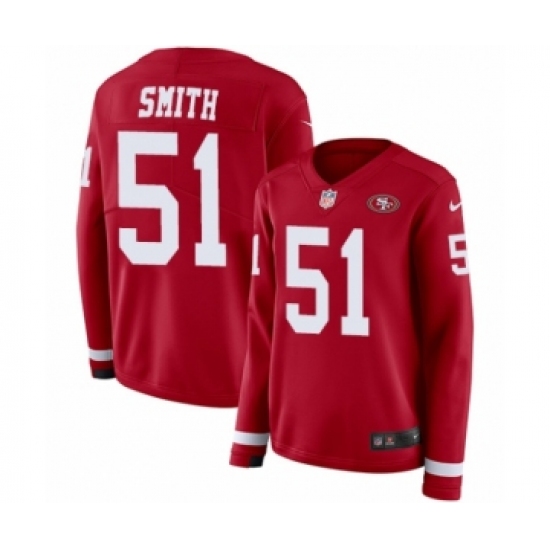 Women's Nike San Francisco 49ers 51 Malcolm Smith Limited Red Therma Long Sleeve NFL Jersey
