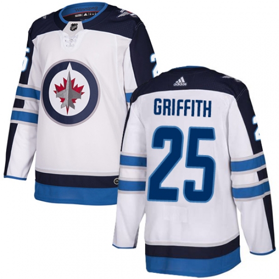 Men's Adidas Winnipeg Jets 25 Seth Griffith Authentic White Away NHL Jersey