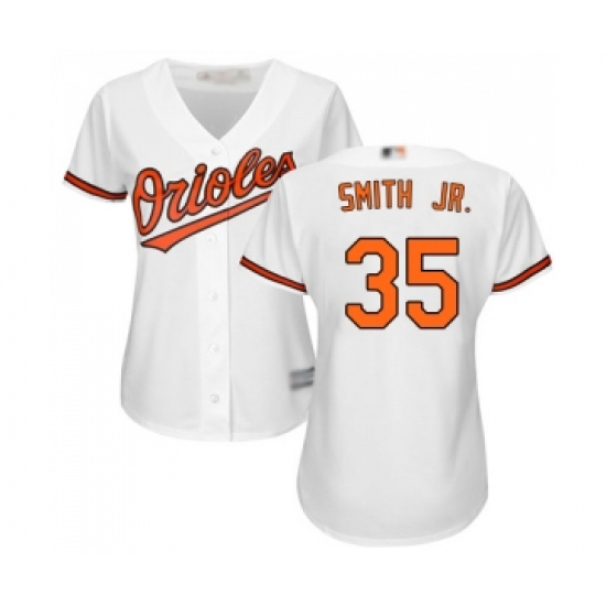 Women's Baltimore Orioles 35 Dwight Smith Jr. Replica White Home Cool Base Baseball Jersey
