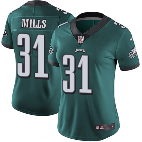 Women's Nike Philadelphia Eagles 31 Jalen Mills Midnight Green Team Color Vapor Untouchable Limited Player NFL Jersey