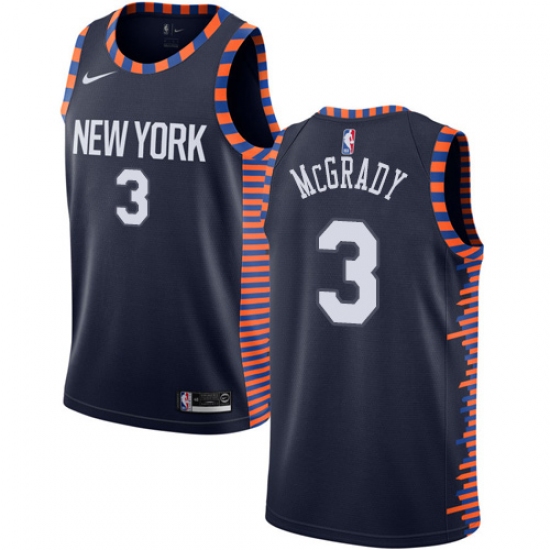 Men's Nike New York Knicks 3 Tracy McGrady Swingman Navy Blue NBA Jersey - 2018 19 City Edition