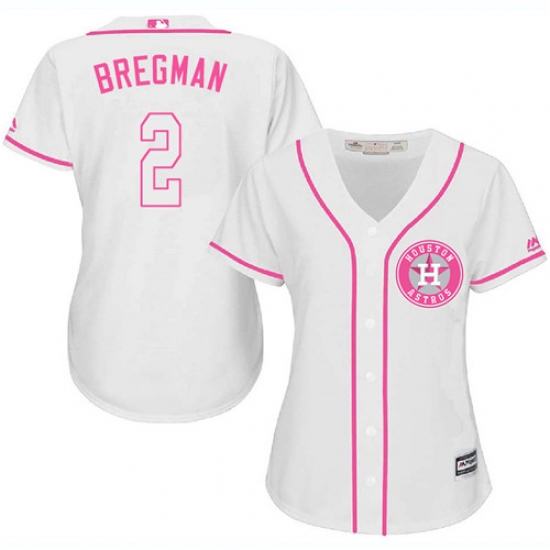Women's Majestic Houston Astros 2 Alex Bregman Replica White Fashion Cool Base MLB Jersey