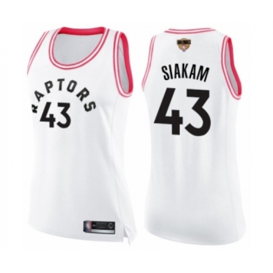 Women's Toronto Raptors 43 Pascal Siakam Swingman White Pink Fashion 2019 Basketball Finals Bound Jersey
